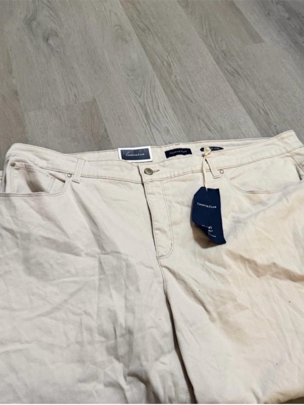 NWT Charter Club Size 24W Tummy Slimming Cream Chino Capri Pants